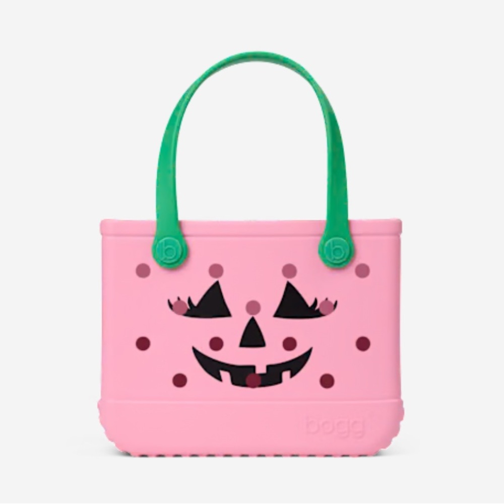 NWOT BOGG Bag - Bitty Bag Halloween bag - Pumpkin Face - Green and Pink - Picture 5 of 7